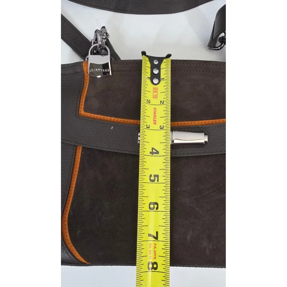 Longchamp Roseau Heritage Brown Leather Suede Bamboo Toggle Bag L2063907 703 - Picture 11 of 11